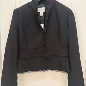 White House Black Market Black Textured Peplum Jacket. SZ 12 runs small
